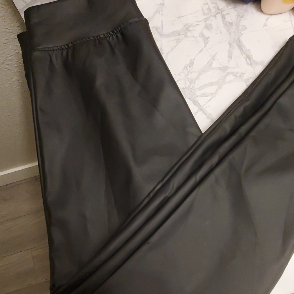 Black leather leggings